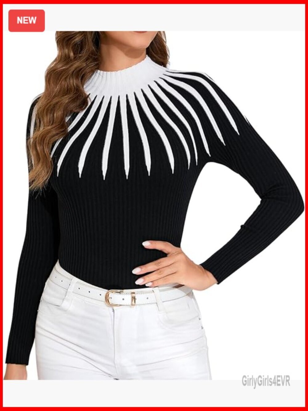 Ribbed Knit Turtleneck Pullover Sweater Slim Fit Long Sleeve Top